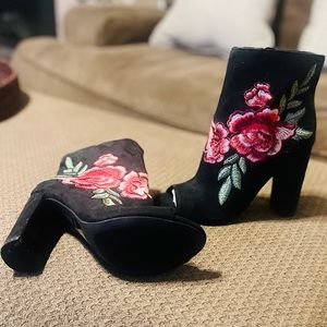 Peep toe ankle boots